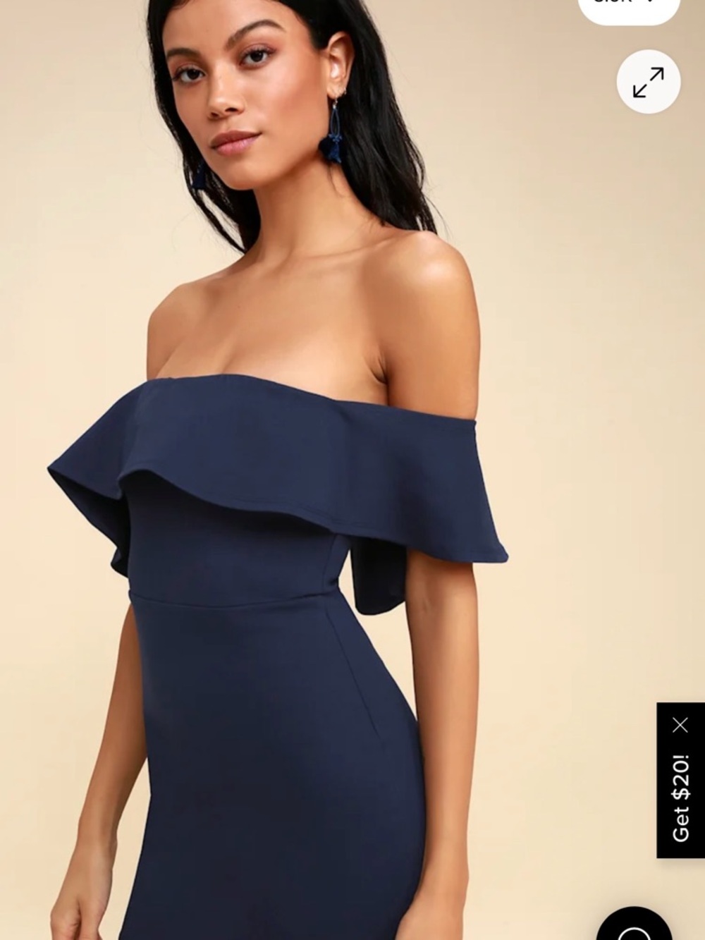 Lulus Confidence Boost Navy Blue Off The Shoulder Bodycon Dress